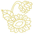Sunflower Bud Redwork Machine Embroidery Design