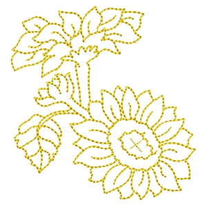 Sunflower Bush Redwork Machine Embroidery Design