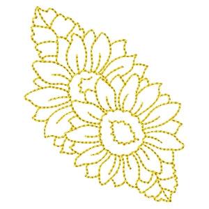 Sunflower Garland Redwork Machine Embroidery Design