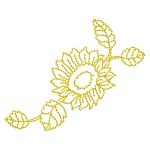 Sunflower & Leaves 2 Redwork Machine Embroidery Designs