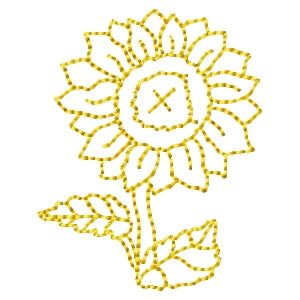 Single Sunflower Redwork Machine Embroidery Design