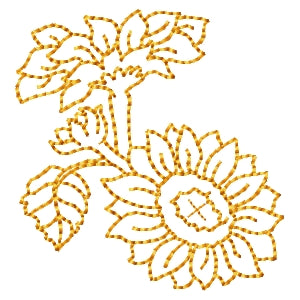 Sunflower Bush Redwork Machine Embroidery Design