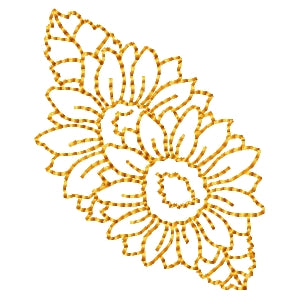 Sunflower Garland Redwork Machine Embroidery Design