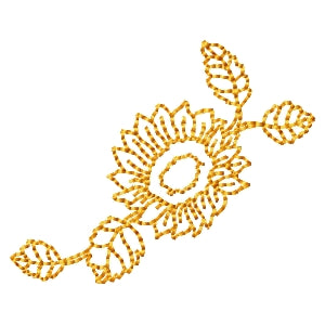 Sunflower & Leaves Redwork Machine Embroidery Design