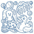 Bath Time Ducky Redwork Machine Embroidery Designs