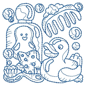 Bath Time Ducky Redwork Machine Embroidery Designs