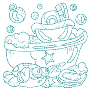Bath Time Tub & Boat Redwork Machine Embroidery Designs