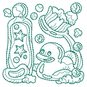 Bath Time Ducky & Brush Redwork Machine Embroidery Designs