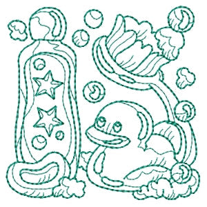 Bath Time For Baby Redwork Machine Embroidery Designs