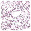 Bath Time Alligator & Boat Redwork Machine Embroidery Designs