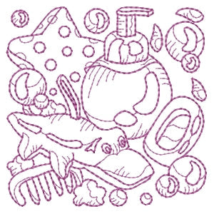 Bath Time For Baby Redwork Machine Embroidery Designs