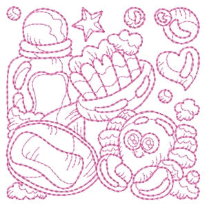 Bath Time For Baby Redwork Machine Embroidery Designs