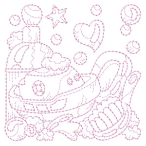 Bath Time For Baby Redwork Machine Embroidery Designs