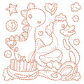 Bath Time Dino & Ducky Redwork Machine Embroidery Designs