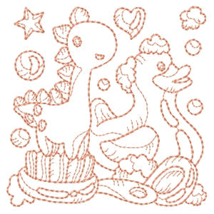 Bath Time For Baby Redwork Machine Embroidery Designs
