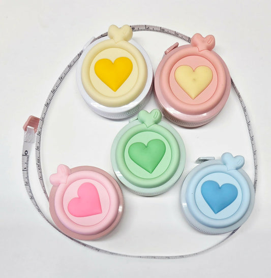 Heart Retractable Tape Measure ~ Measuring Ruler ~ Sewing Tailor Quilter Crafting ~ Tape Measure ~ Soft Flat ~ 60"/150cm