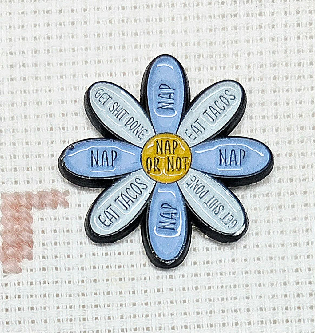 Nap Or Not Daisy Enamel Magnetic Needle Minder / Needle Keeper