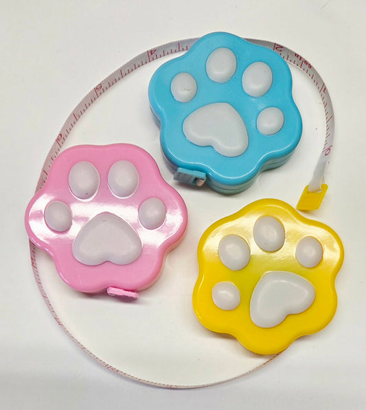Paw Print Retractable Tape Measure ~ Measuring Ruler ~ Sewing Tailor Quilter Crafting ~ Tape Measure ~ Soft Flat ~ 60"/150cm