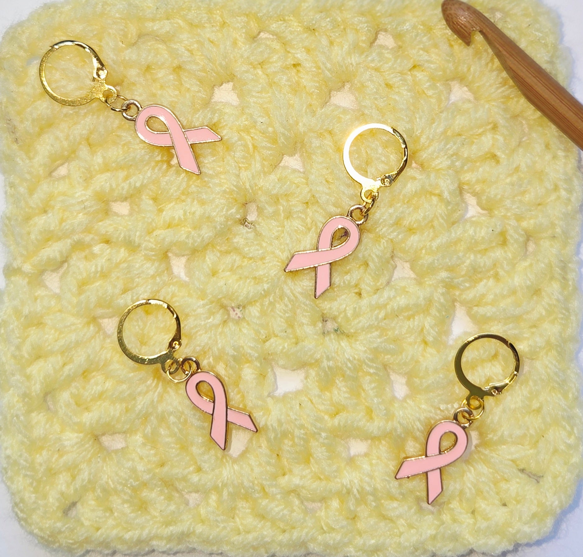 Pink Ribbon Breast Cancer Awareness Stitch Markers