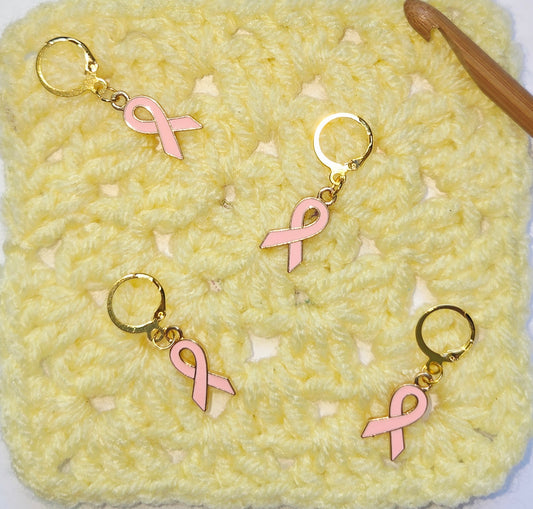 Pink Ribbon Breast Cancer Awareness Stitch Markers