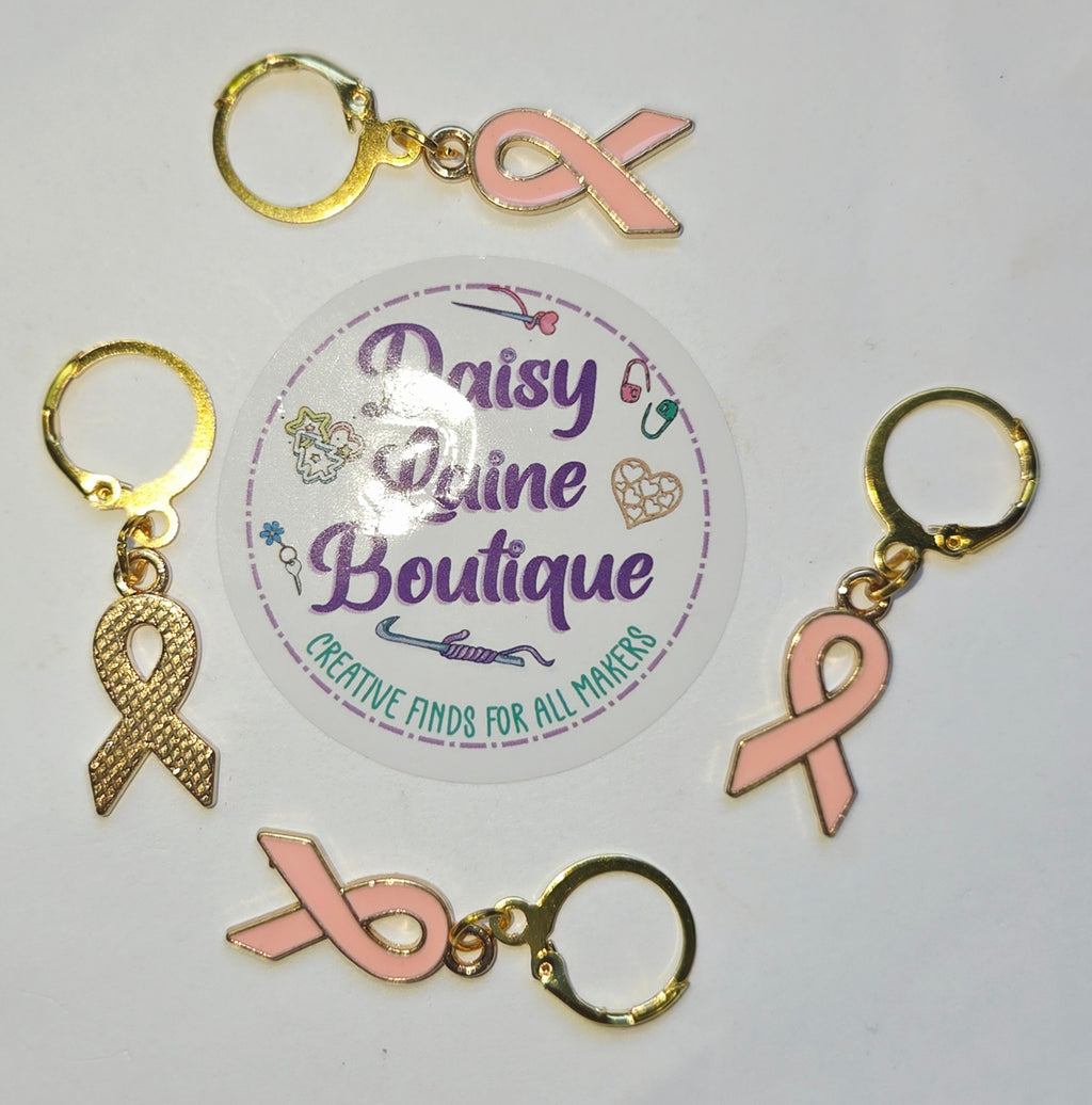 Pink Ribbon Breast Cancer Awareness Stitch Markers