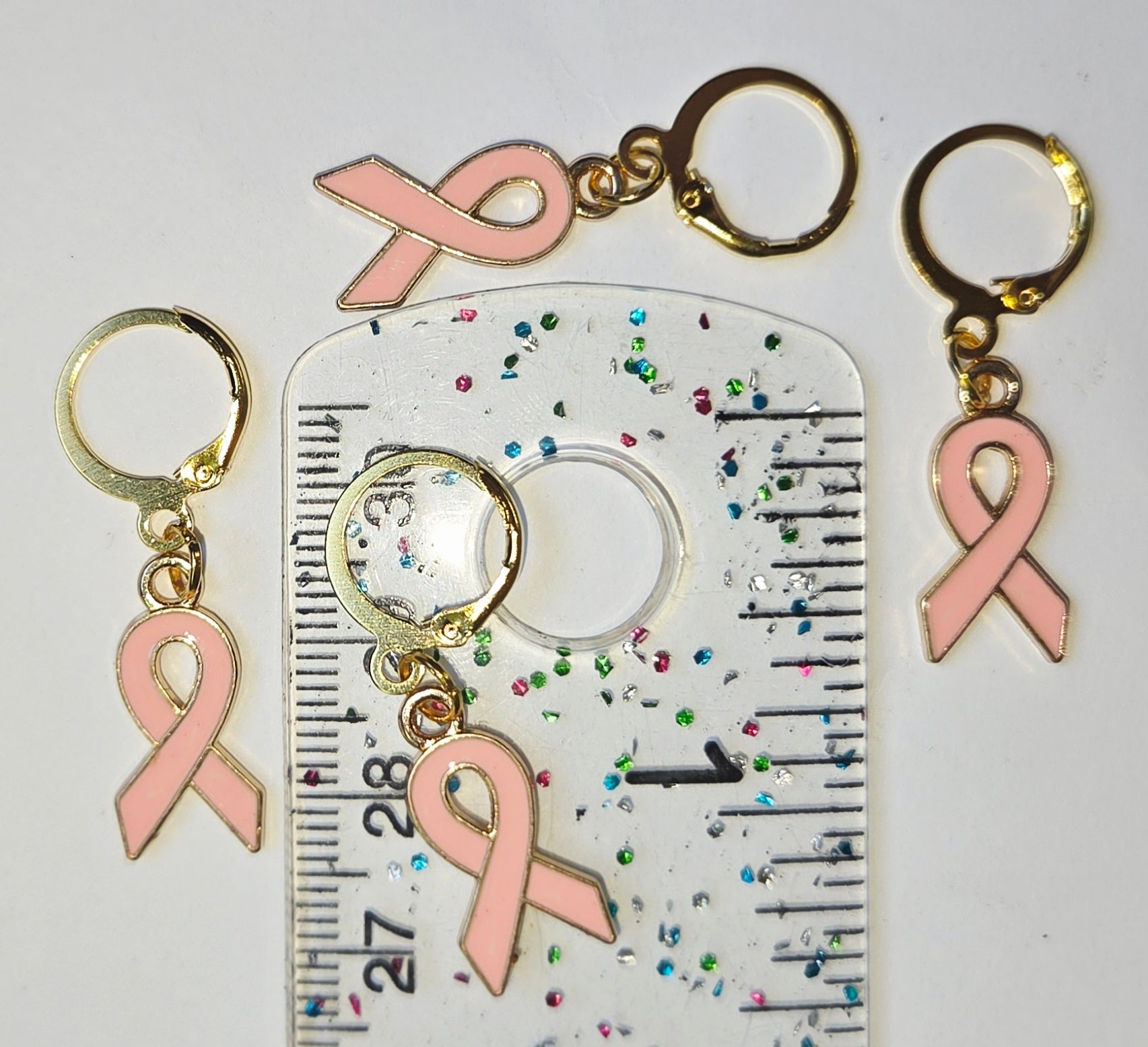 Pink Ribbon Breast Cancer Awareness Stitch Markers