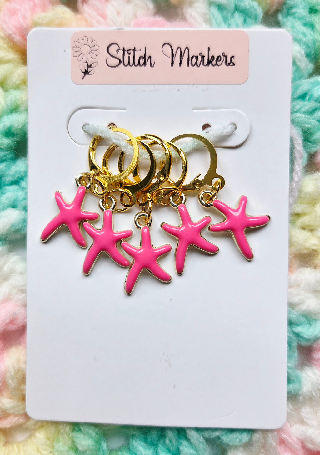 Star Fish Pink Stitch Markers