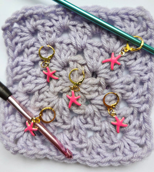 Star Fish Pink Stitch Markers