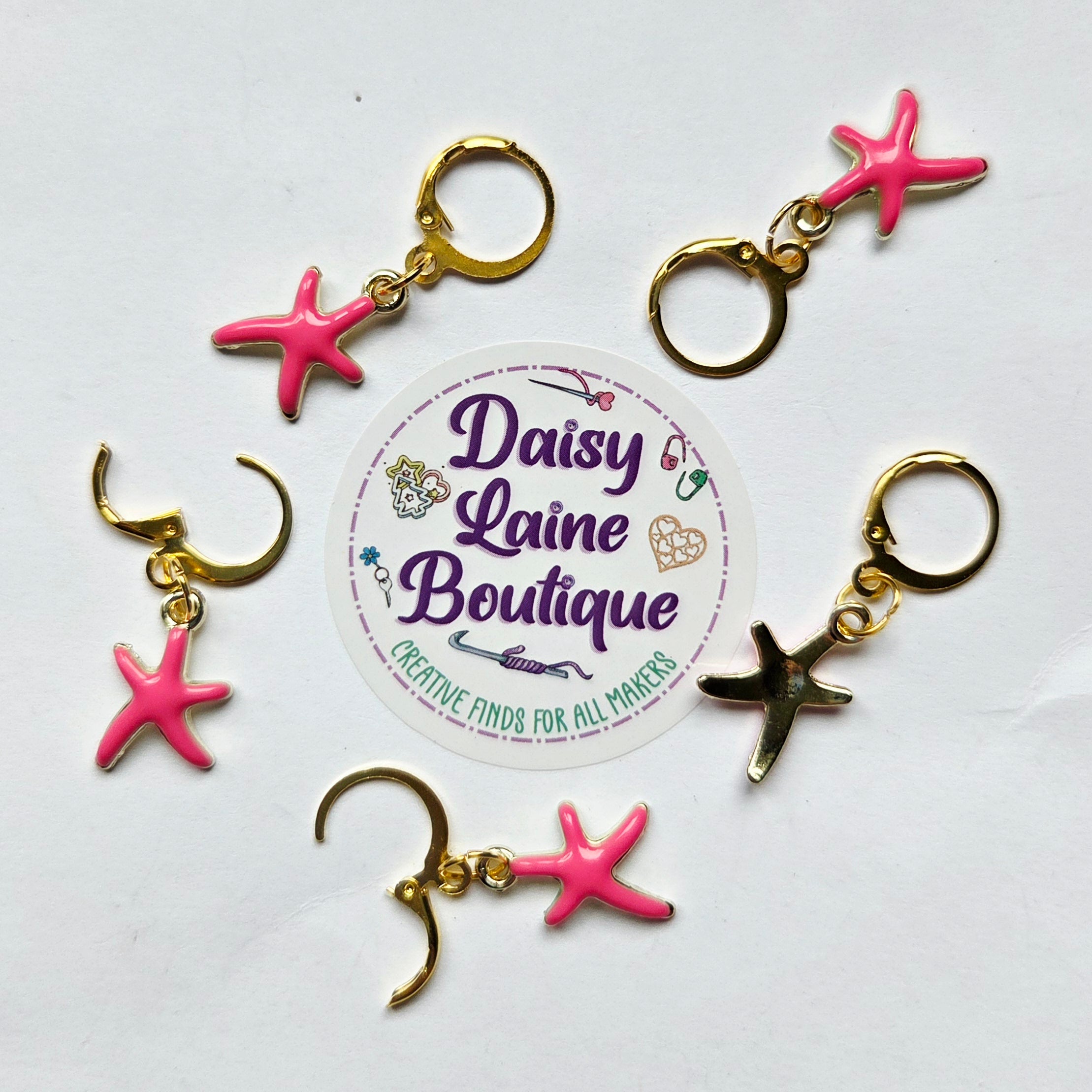 Star Fish Pink Stitch Markers