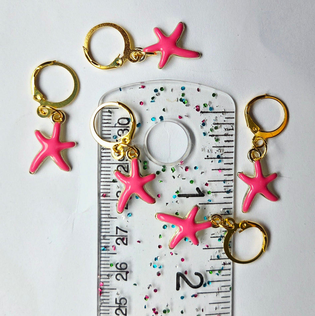 Star Fish Pink Stitch Markers