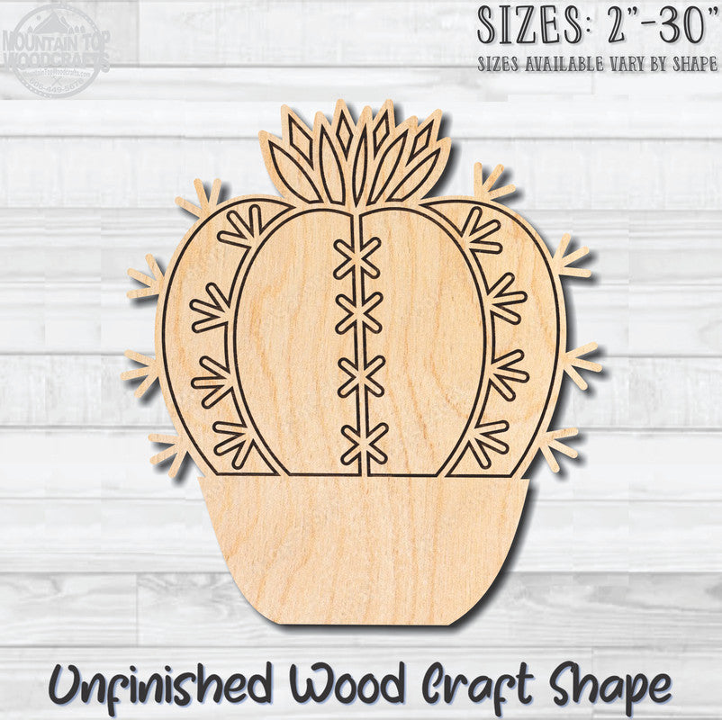 Cactus Detailed 8 Unfinished Wood Shape Blank Laser Engraved Cutout Woodcraft Craft Supply