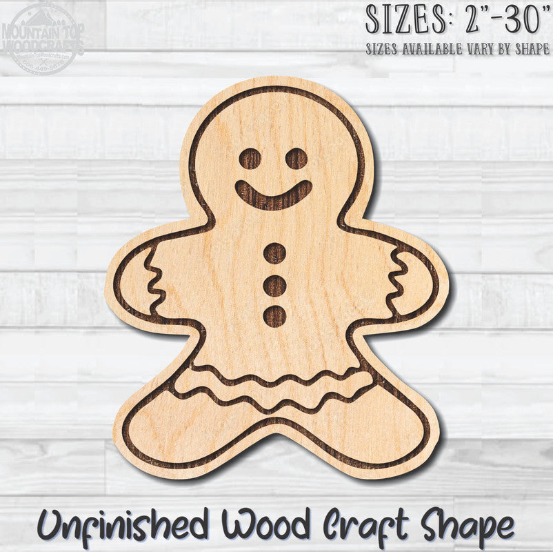 Gingerbread Man 2 Christmas Unfinished Wood Shape