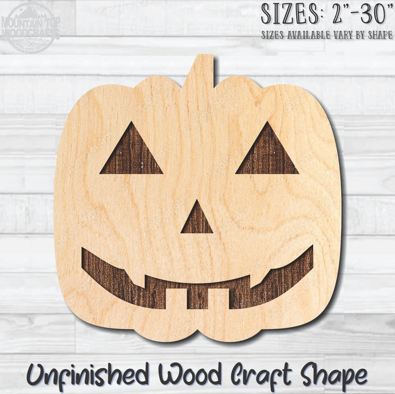 Jack O'Lantern 1 Halloween Unfinished Wood Shape Blank Laser Engraved Cutout Woodcraft Craft Supply
