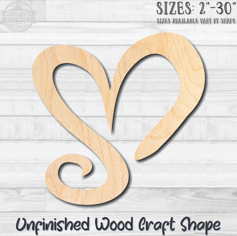 Heart Outline 4 Unfinished Wood Shape Blank Laser Engraved Cutout Woodcraft Craft Supply