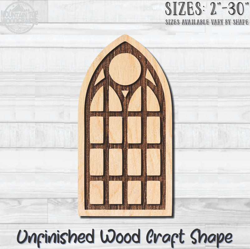 Stained Glass Window 1 Unfinished Wood Shape Blank Laser Engraved Cutout Woodcraft Craft Supply