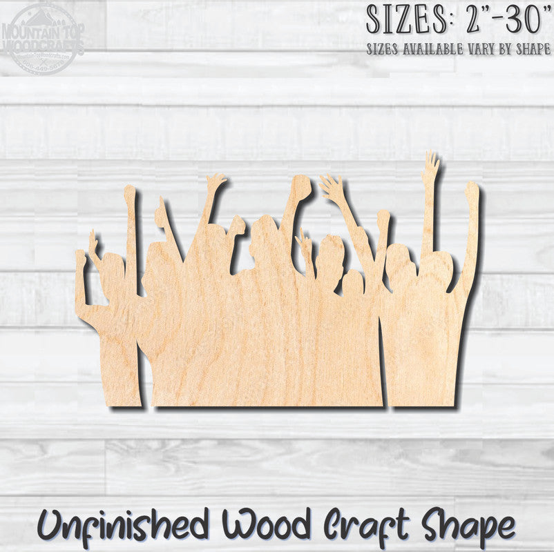 Crowd Cheering Unfinished Wood Shape Blank Laser Engraved Cut Out Woodcraft Craft Supply