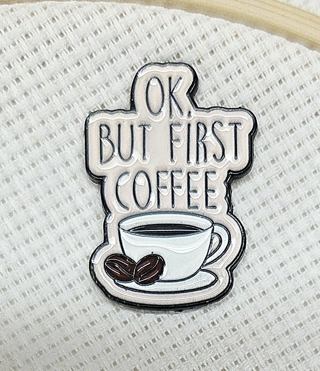 OK But First Coffee Enamel Magnetic Needle Minder / Needle Keeper