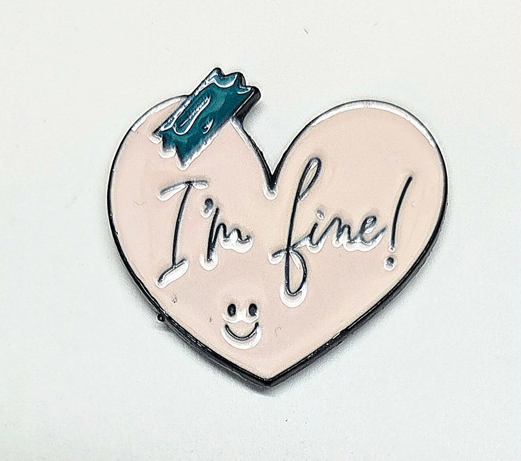 I'm Fine Heart Enamel Magnetic Needle Minder / Needle Keeper