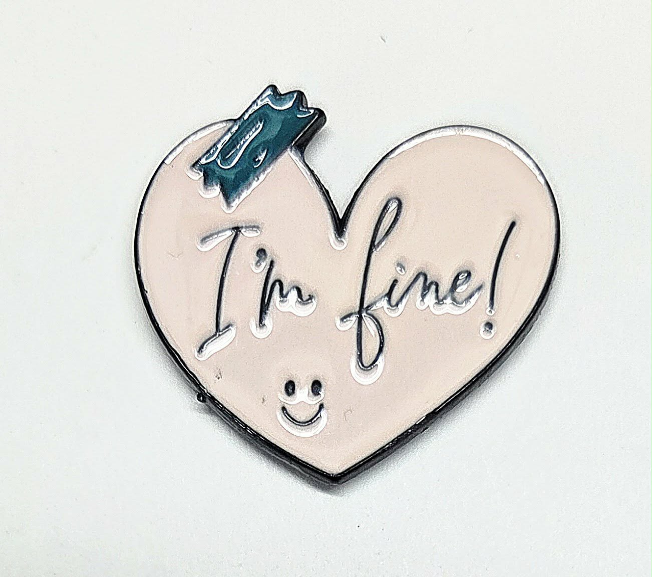 I'm Fine Heart Enamel Magnetic Needle Minder / Needle Keeper
