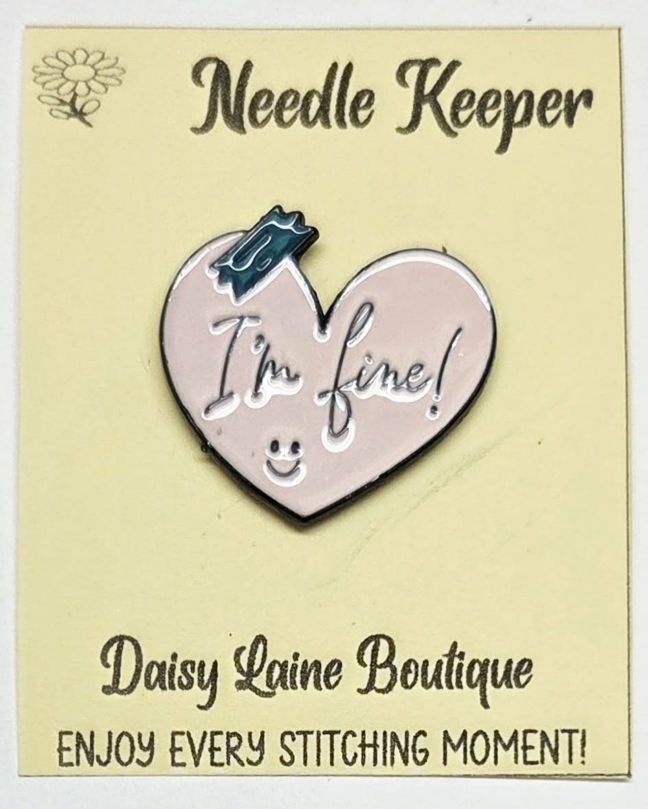 I'm Fine Heart Enamel Magnetic Needle Minder / Needle Keeper