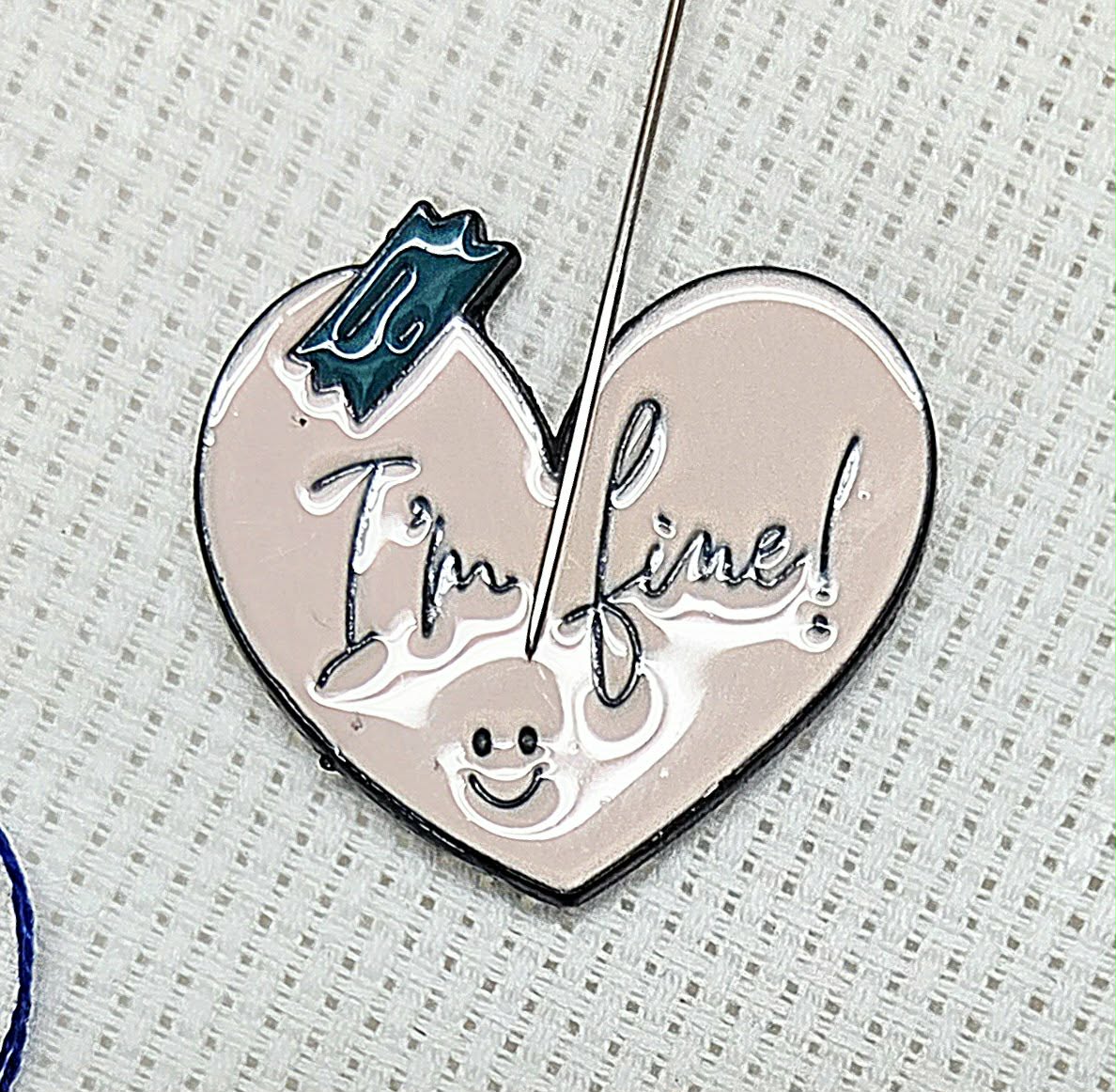 I'm Fine Heart Enamel Magnetic Needle Minder / Needle Keeper