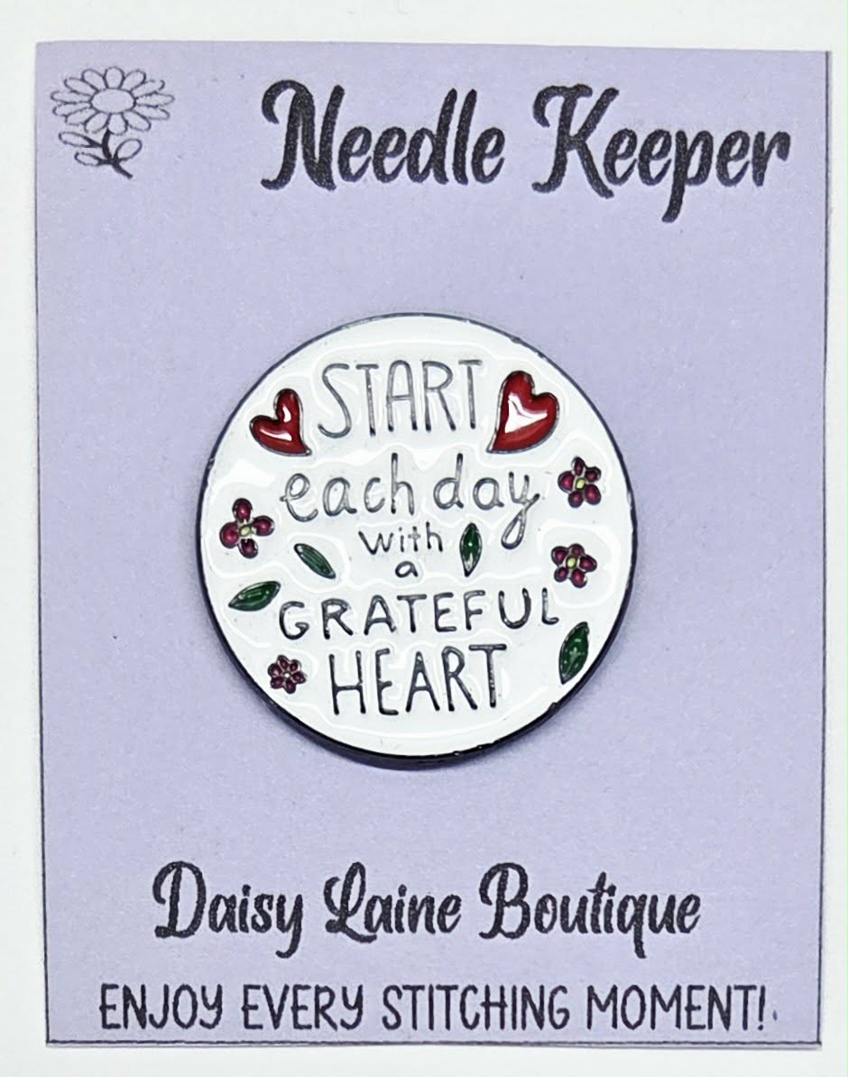 Start Each Day With A Grateful Heart Enamel Magnetic Needle Minder / Needle Keeper