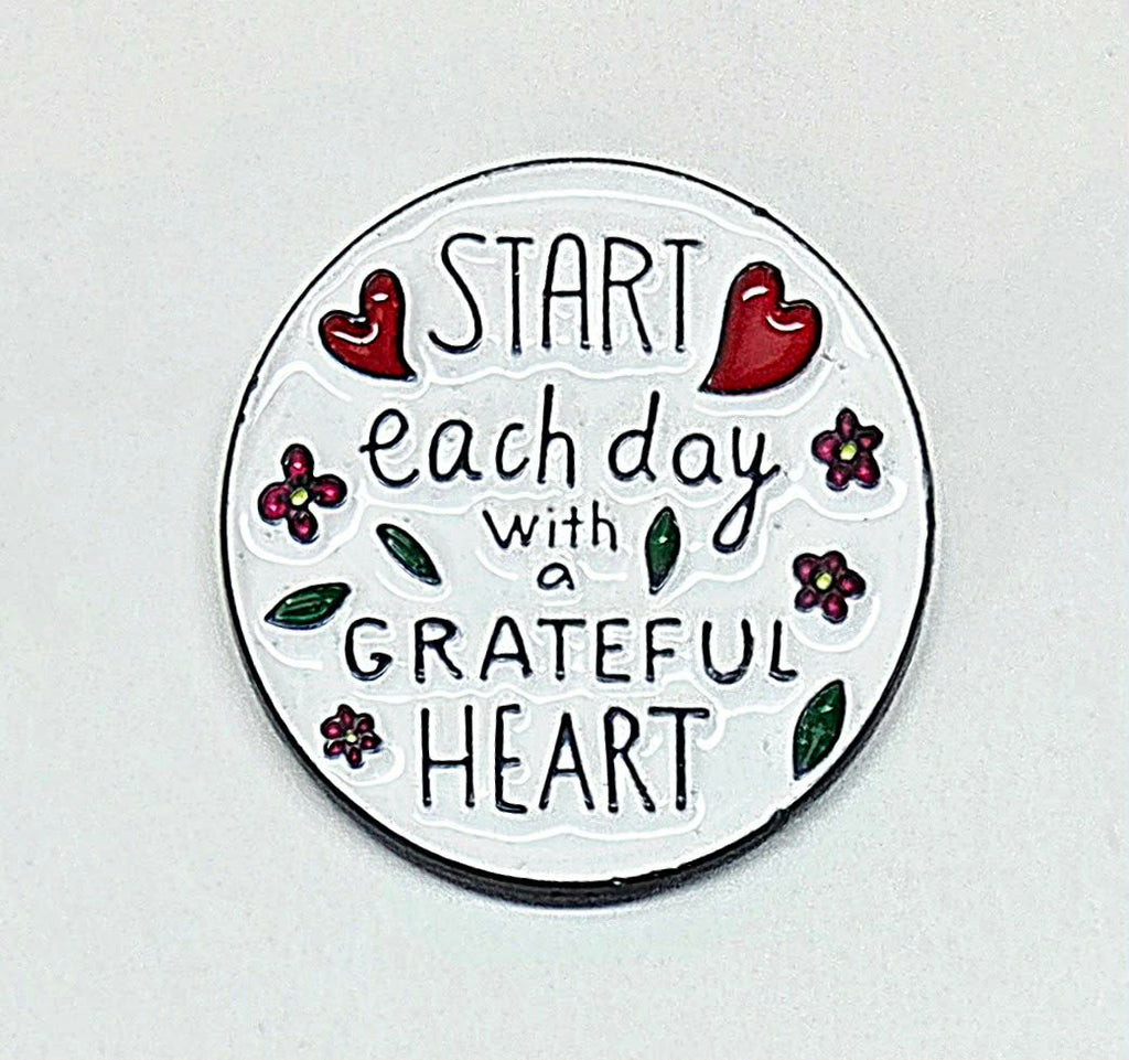 Start Each Day With A Grateful Heart Enamel Magnetic Needle Minder / Needle Keeper
