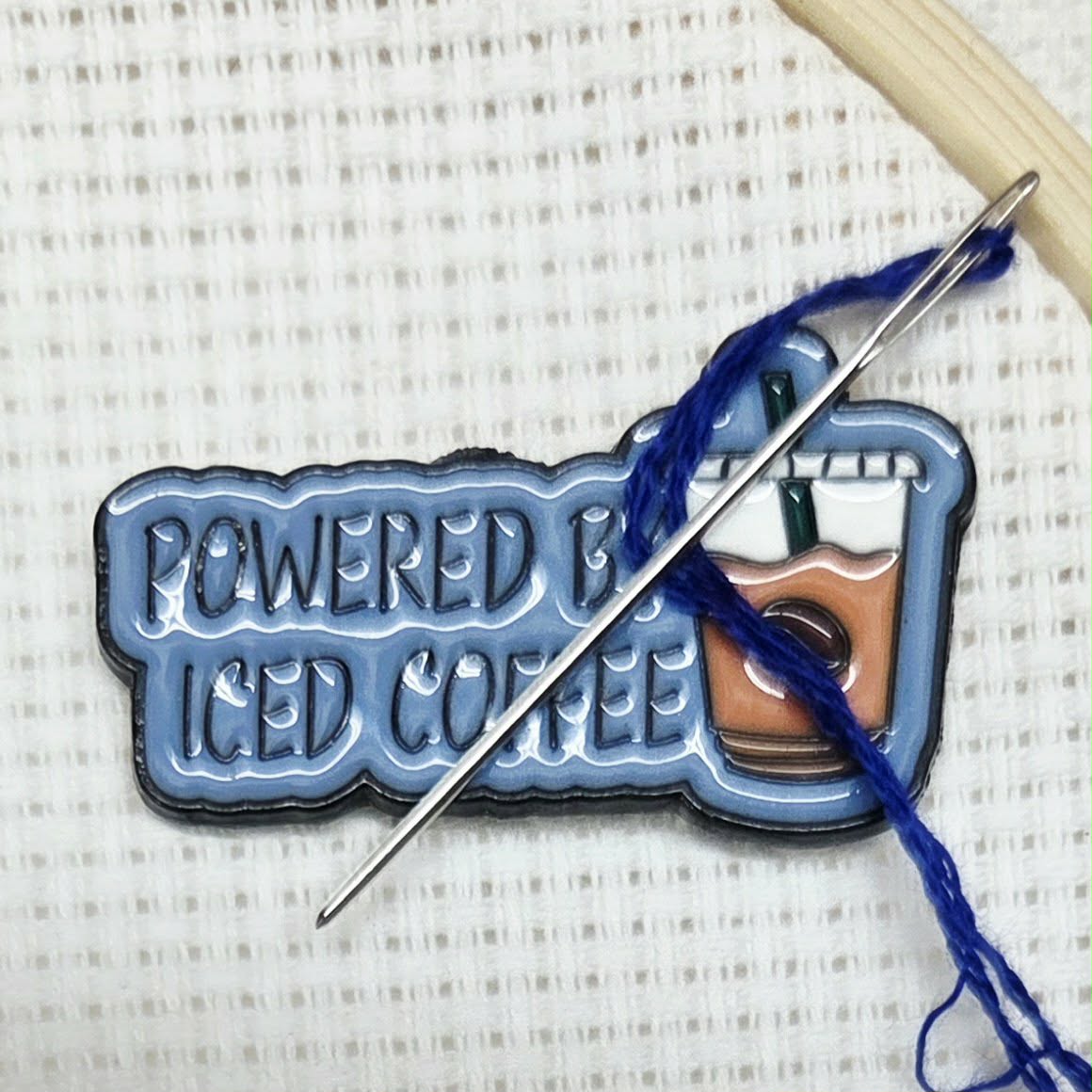 Powered By Iced Coffee Enamel Magnetic Needle Minder / Needle Keeper