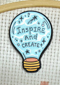 Inspire and Create Lightbulb Enamel Magnetic Needle Minder / Needle Keeper