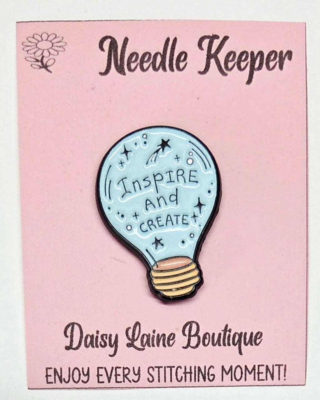 Inspire and Create Lightbulb Enamel Magnetic Needle Minder / Needle Keeper