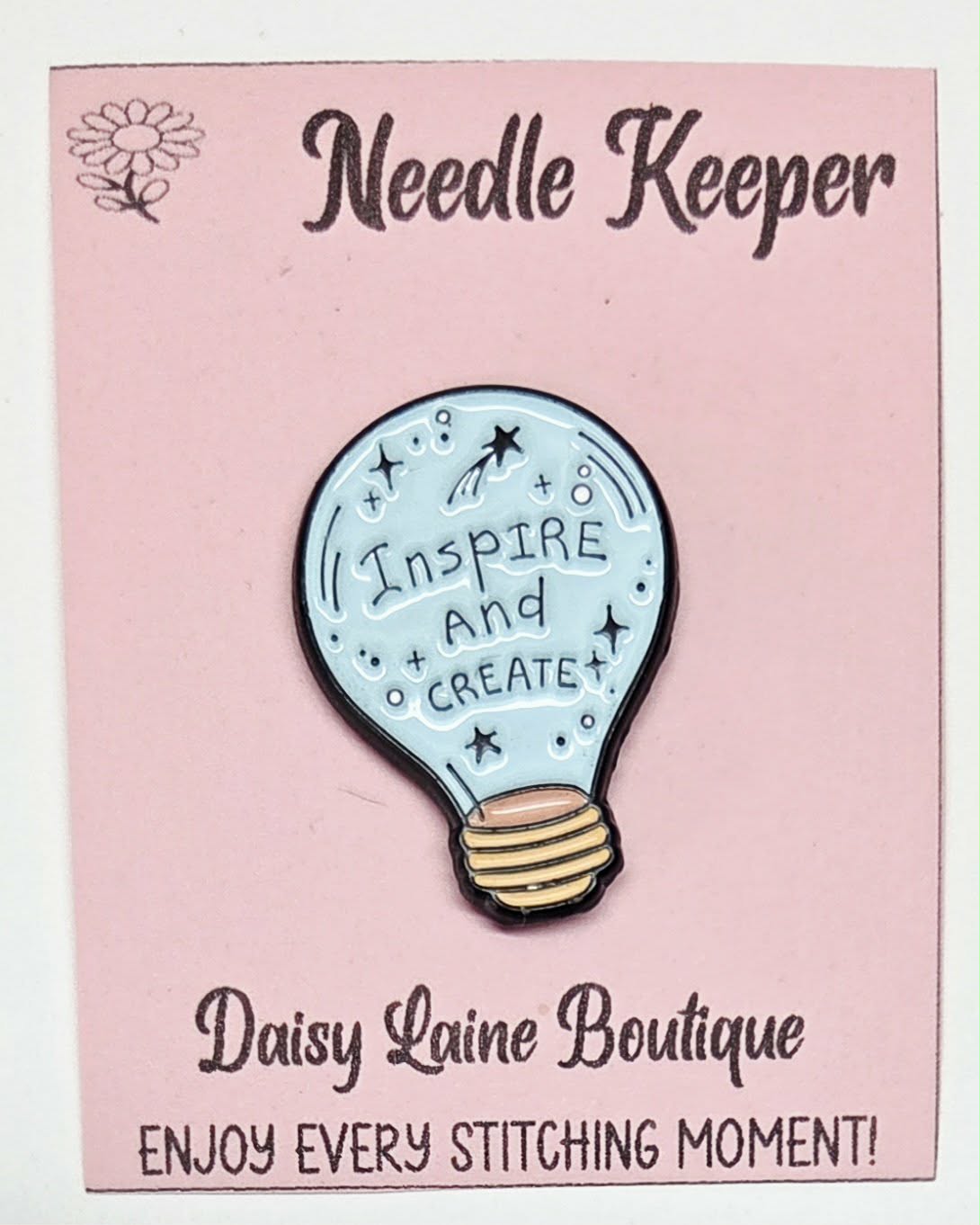 Inspire and Create Lightbulb Enamel Magnetic Needle Minder / Needle Keeper