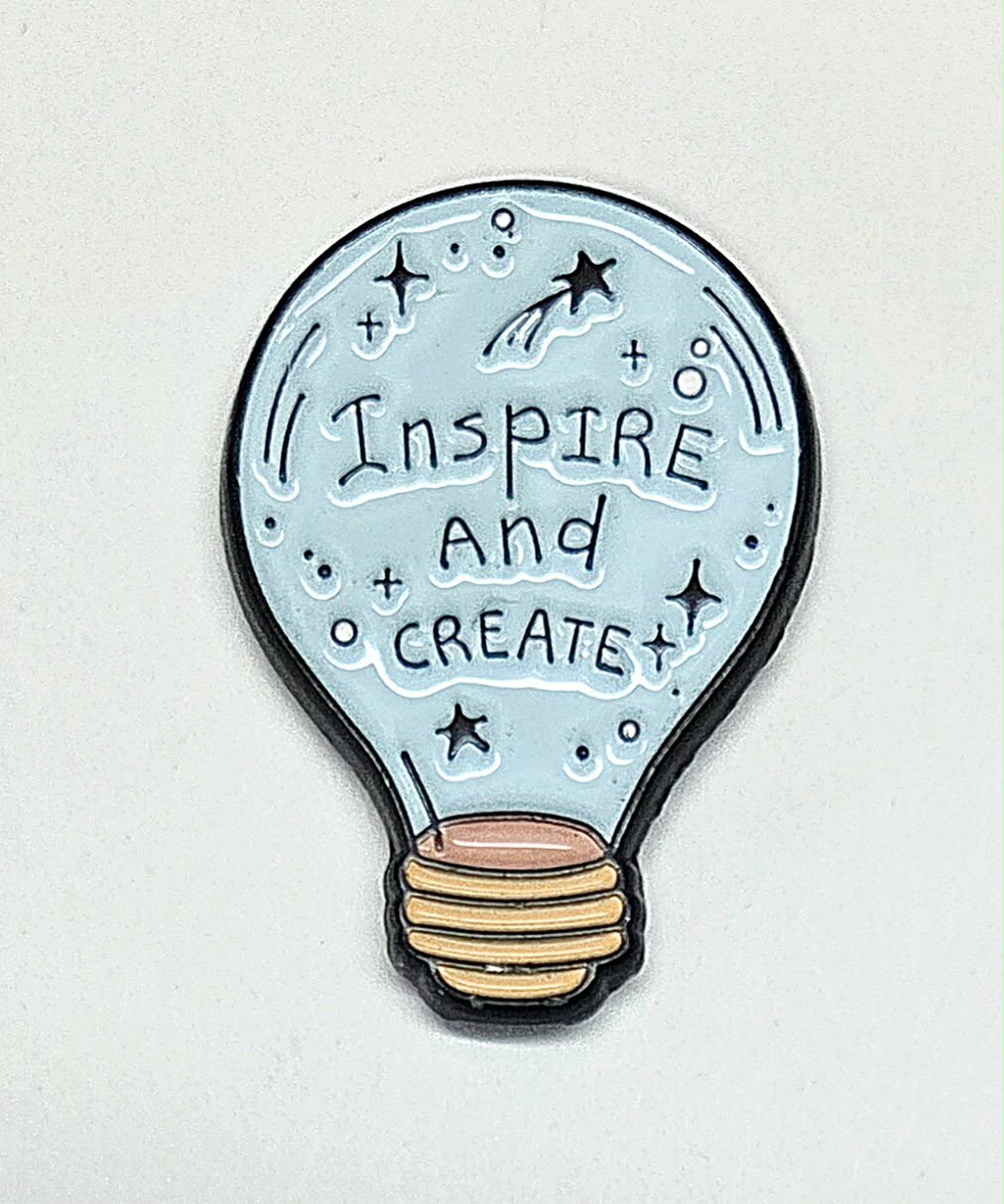 Inspire and Create Lightbulb Enamel Magnetic Needle Minder / Needle Keeper