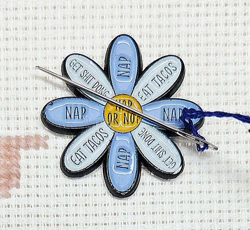Nap Or Not Daisy Enamel Magnetic Needle Minder / Needle Keeper