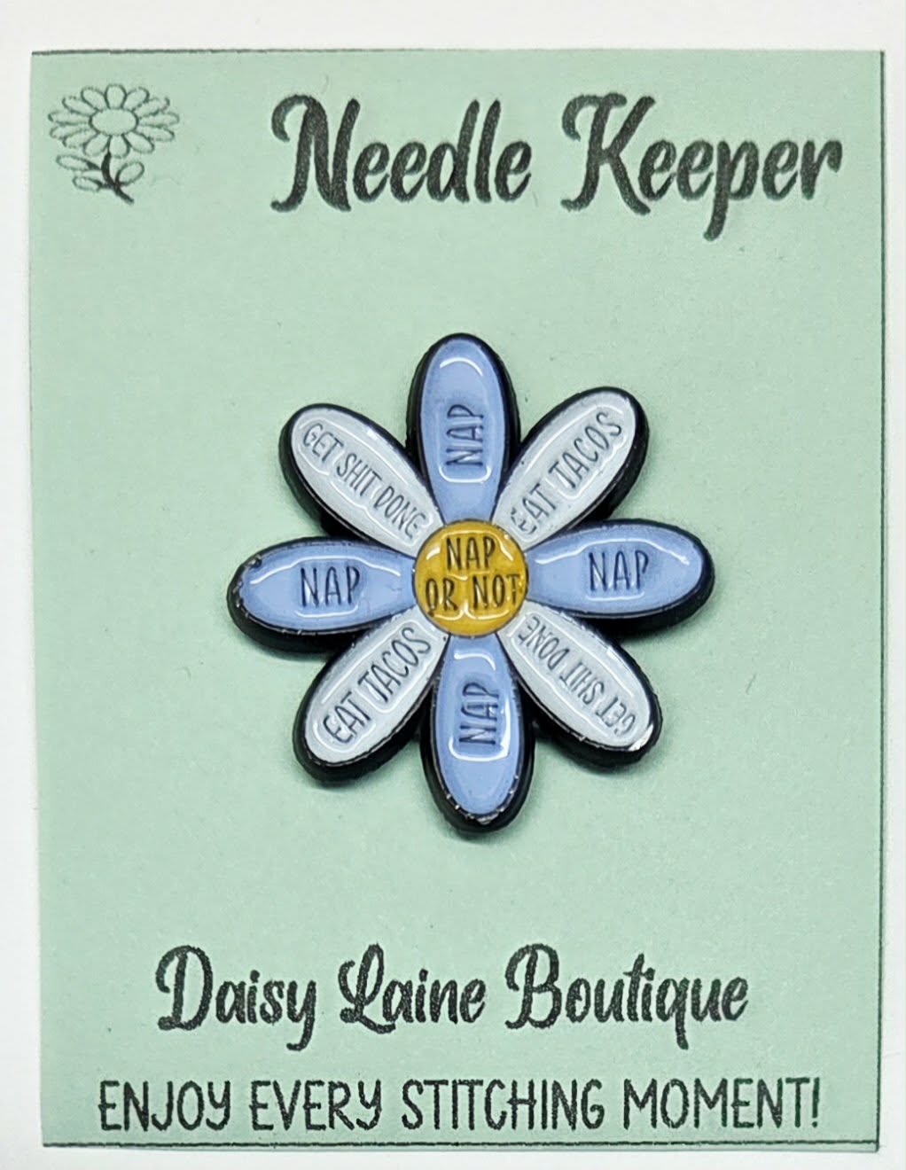 Nap Or Not Daisy Enamel Magnetic Needle Minder / Needle Keeper